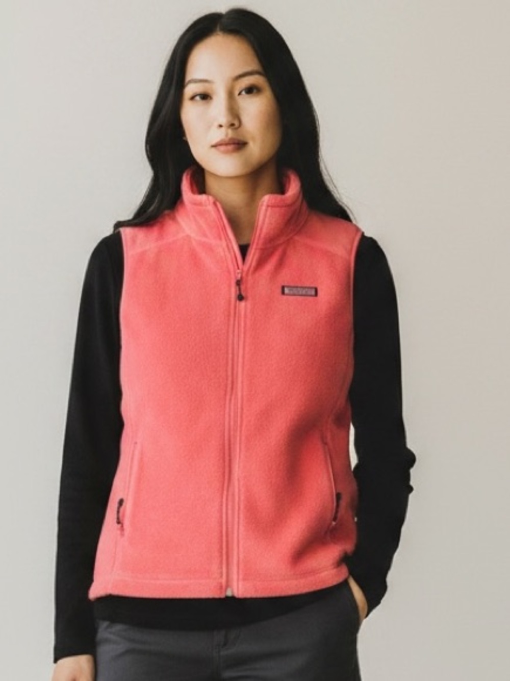 Vineyard Vines Coral Pink Fleece Vest Women’s Size Large Sleeveless Outdoor